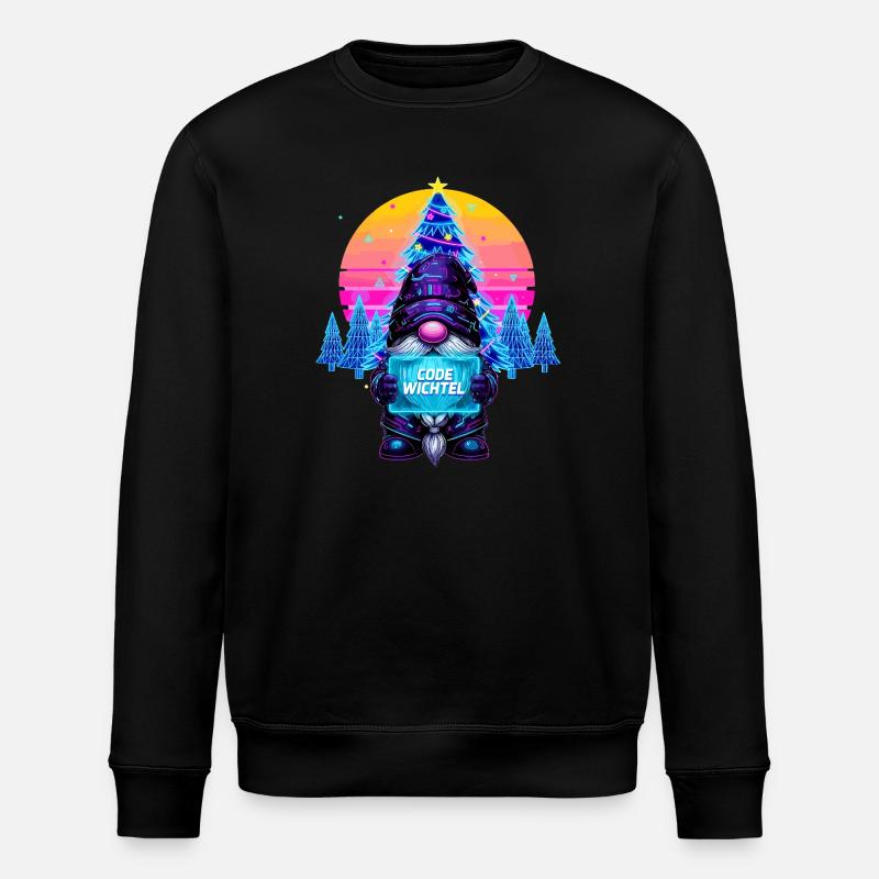 Cyberpunk Code Wichtel - Synthwave Xmas Nerd - Stanley/Stella Unisex Bio-Sweatshirt ROLLER - Schwarz