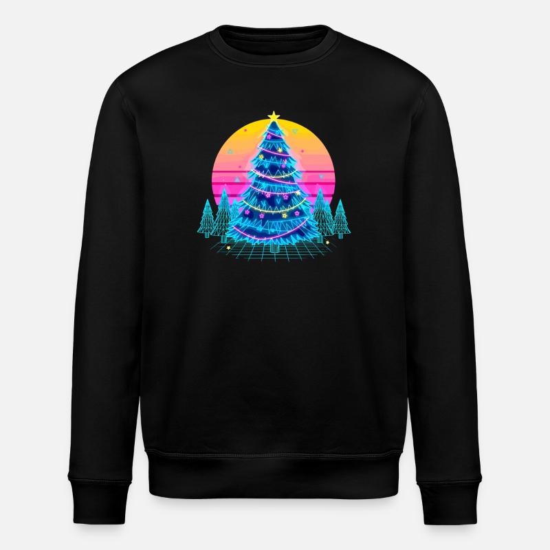 Neon Weihnachtsbaum Sonnenuntergang - Stanley/Stella Unisex Bio-Sweatshirt ROLLER - Schwarz