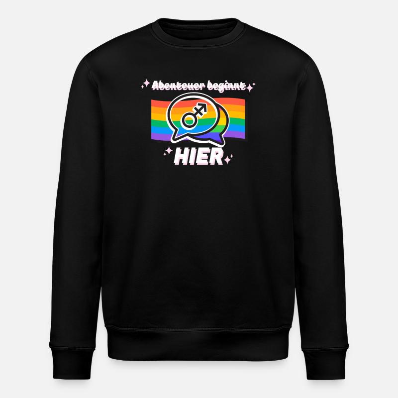 Adventure Starts Here Pride Symbol - Stanley/Stella ROLLER Unisex Organic Sweatshirt - black