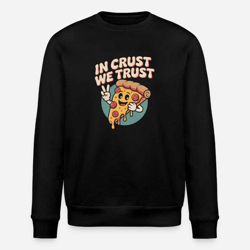 Retro Pizza - Stanley/Stella ROLLER Unisex Organic Sweatshirt - black