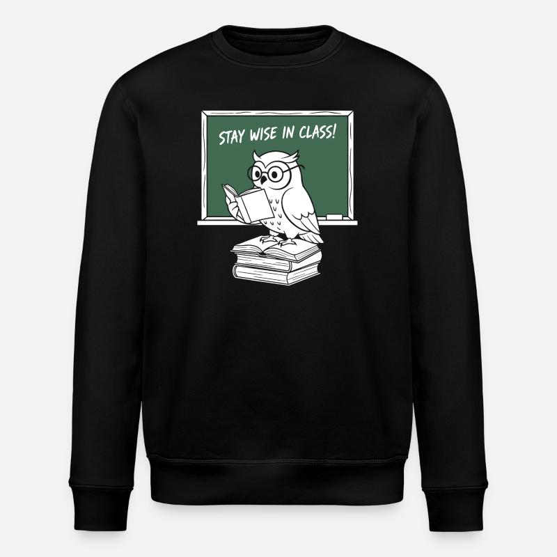 Wise owl reading in class - Stanley/Stella ROLLER Unisex Organic Sweatshirt - black