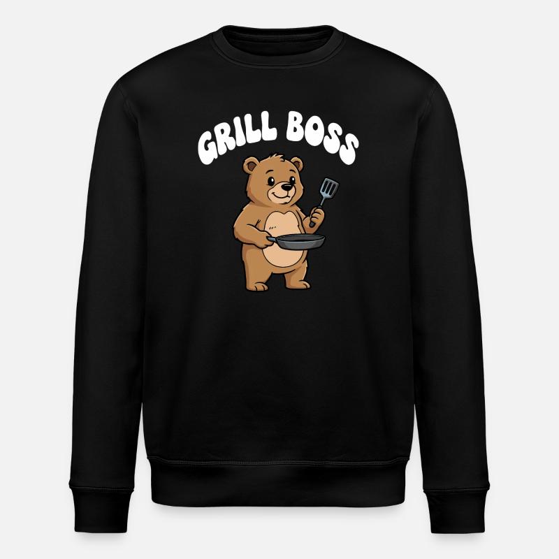 Grill Bear Cooking Design - Stanley/Stella ROLLER Unisex Organic Sweatshirt - black