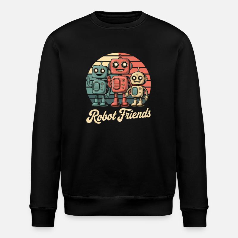 Retro Roboter - Robot Friends - Stanley/Stella Unisex Bio-Sweatshirt ROLLER - Schwarz