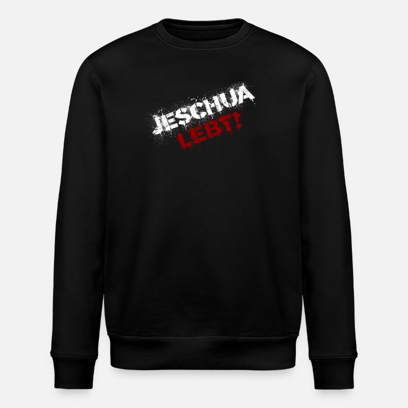Jeschua lebt weiß-rot - Stanley/Stella Unisex Bio-Sweatshirt ROLLER - Schwarz