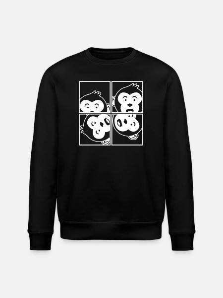 Apa i bildram – Banana Jungle Photo Art - Ekologisk sweatshirt ROLLER unisex från Stanley/Stella - svart