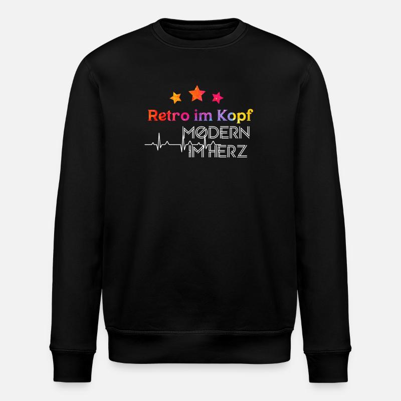 Retro Head, Modern Heart - Stanley/Stella ROLLER Unisex Organic Sweatshirt - black