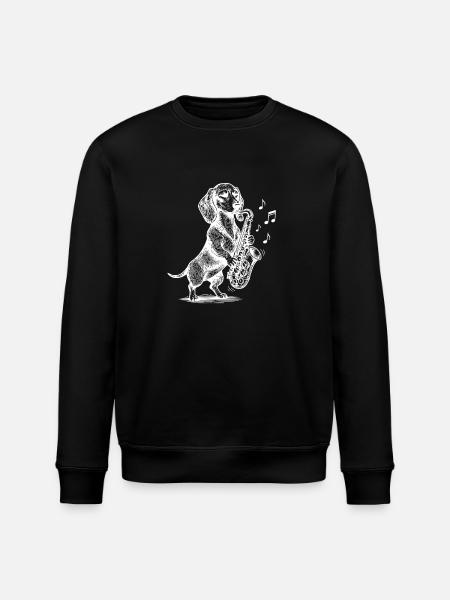 Dackel Saxophon Art Dog - Stanley/Stella Unisex Bio-Sweatshirt ROLLER - Schwarz