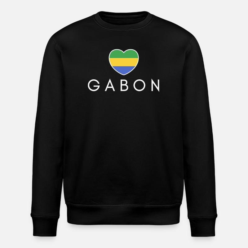 Cœur avec drapeau gabonais, fierté gabonaise - Sweat bio ROLLER Stanley/Stella Unisexe - noir