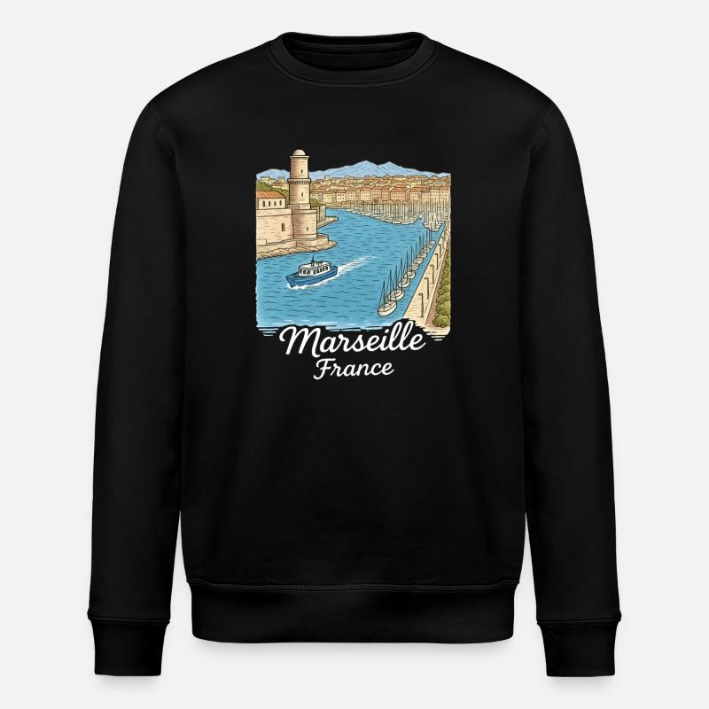 Marseille Frankreich - Stanley/Stella Unisex Bio-Sweatshirt ROLLER - Schwarz