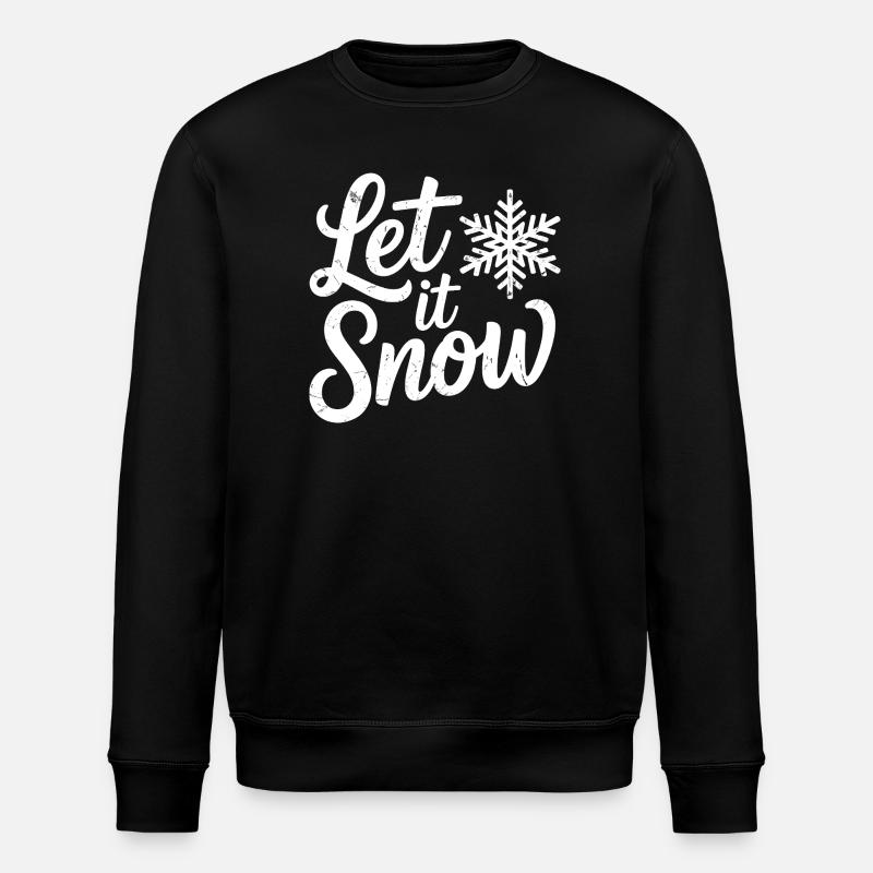 Let It Snow Christmas Snowflake - Stanley/Stella ROLLER Unisex Organic Sweatshirt - black