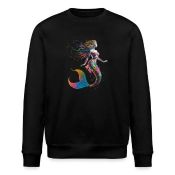 Bunte Regenbogen Meerjungfrau Fantasie - Stanley/Stella Unisex Bio-Sweatshirt ROLLER - Schwarz - Vorne - Nik (191cm)