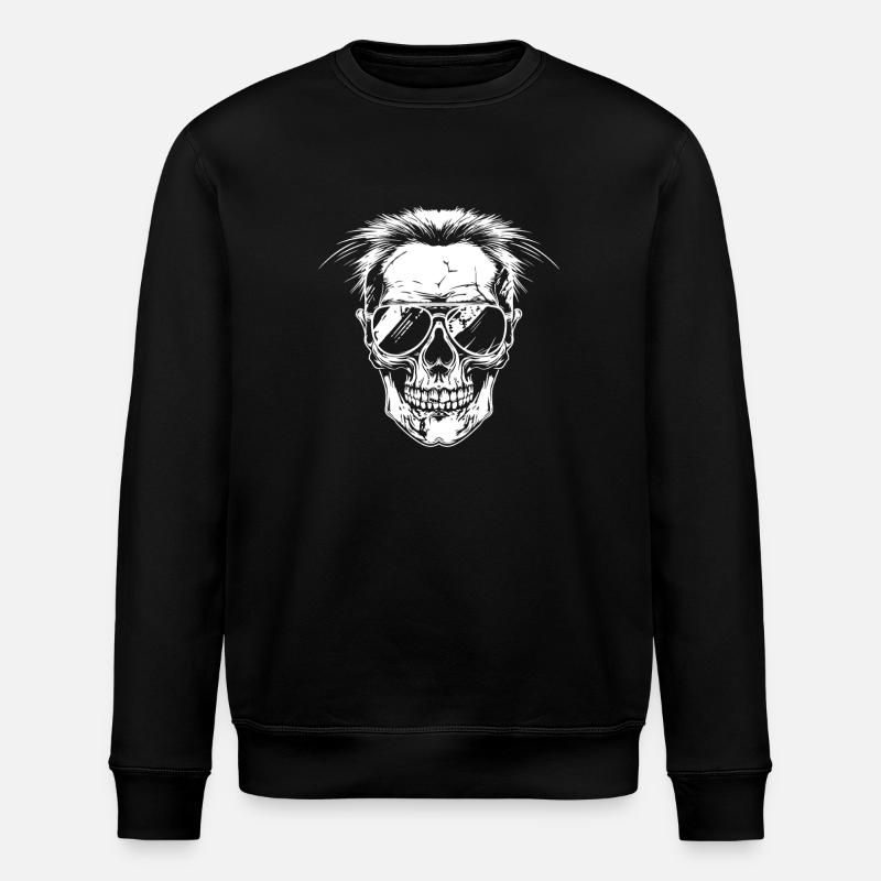  Skull mit Sonnenbrille - Stanley/Stella Unisex Bio-Sweatshirt ROLLER - Schwarz