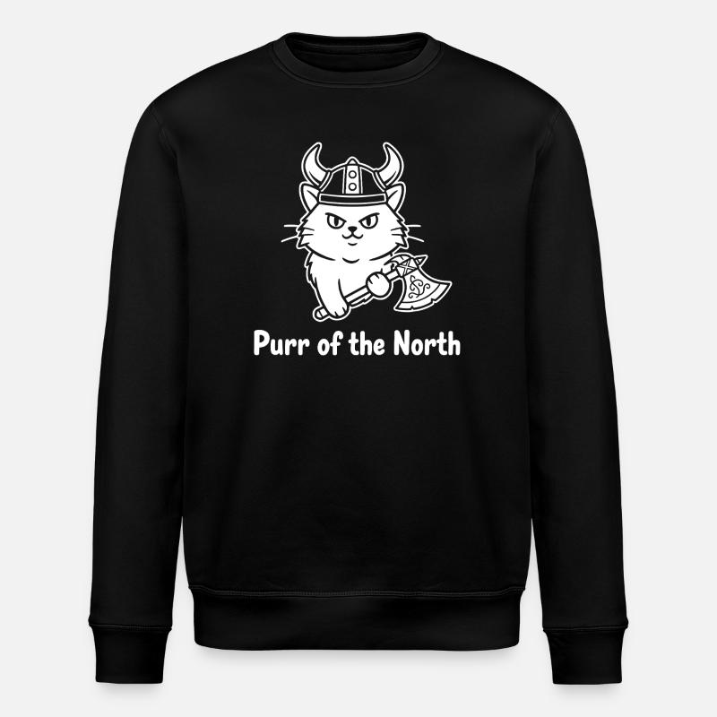 Chat viking avec hache - Sweat bio ROLLER Stanley/Stella Unisexe - noir