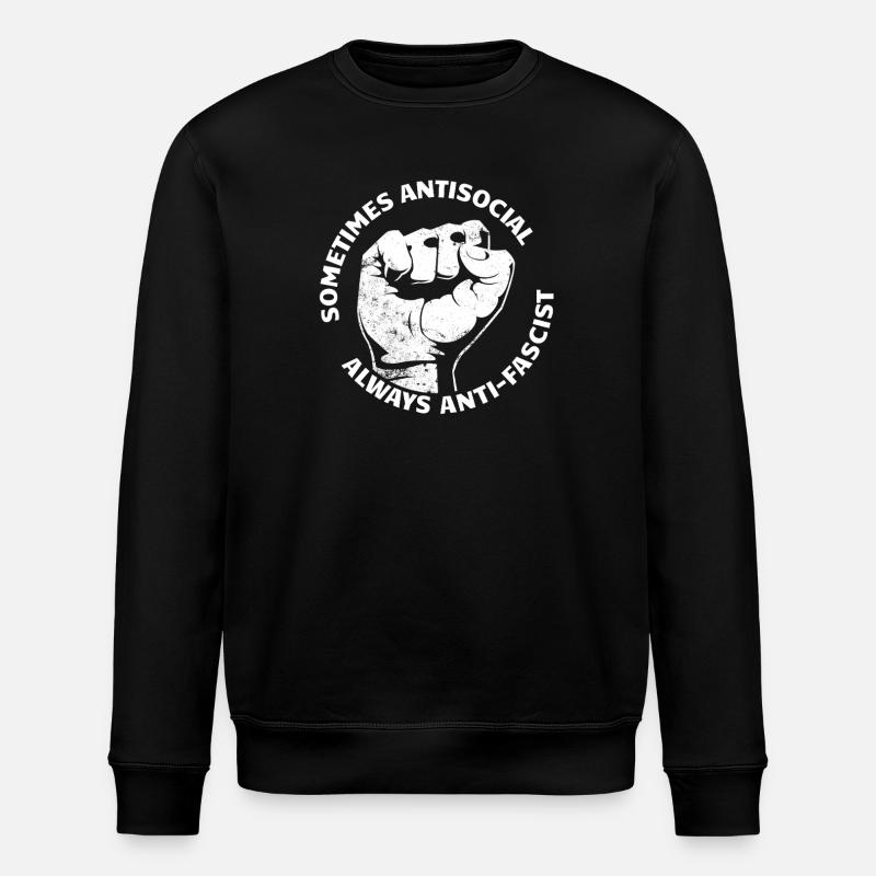Manchmal asozial, immer antifaschistisch - Stanley/Stella Unisex Bio-Sweatshirt ROLLER - Schwarz
