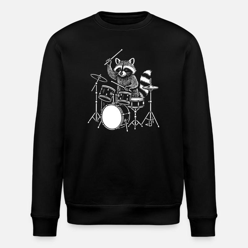 Waschbär Trommler Nightbeat - Stanley/Stella Unisex Bio-Sweatshirt ROLLER - Schwarz