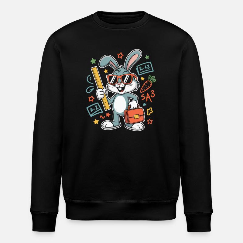Mathe Hase Brille Koffer - Stanley/Stella Unisex Bio-Sweatshirt ROLLER - Schwarz