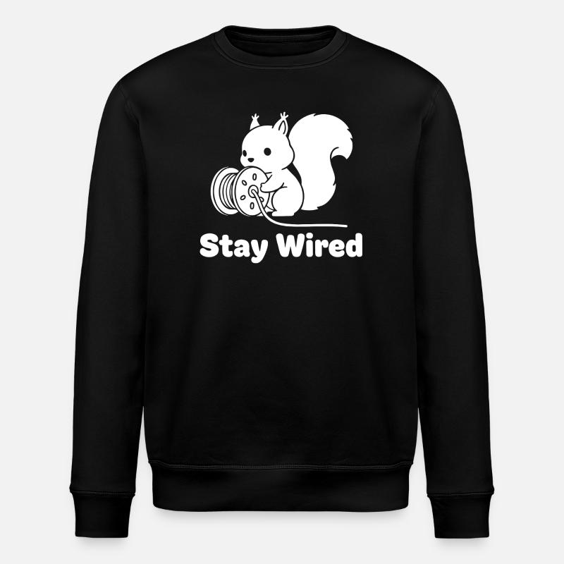 Stay Wired Squirrel - Stanley/Stella ROLLER Unisex Organic Sweatshirt - black