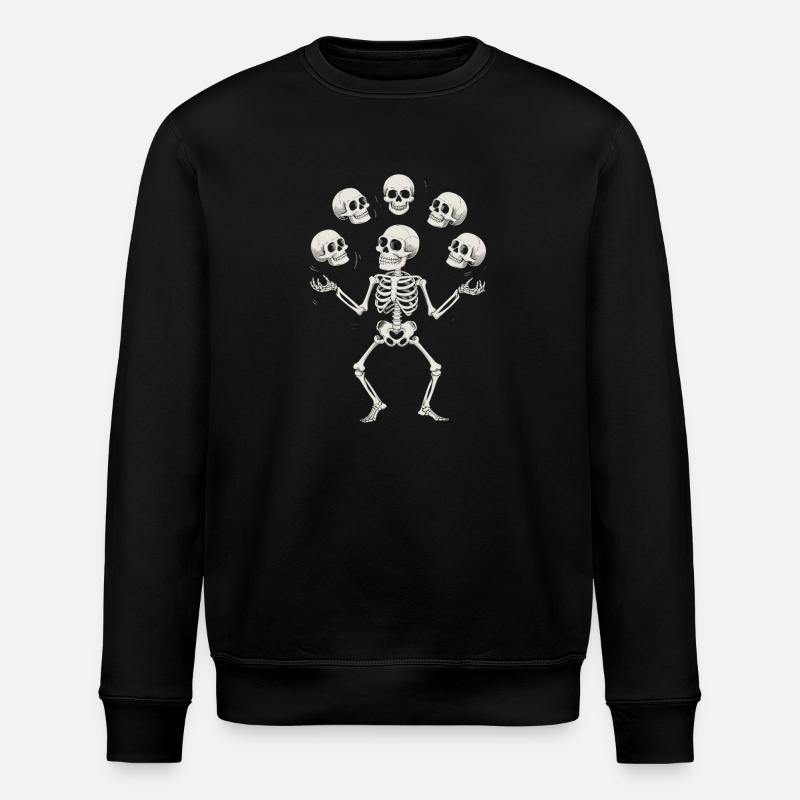 Skeleton juggling with skulls art - Stanley/Stella ROLLER Unisex Organic Sweatshirt - black