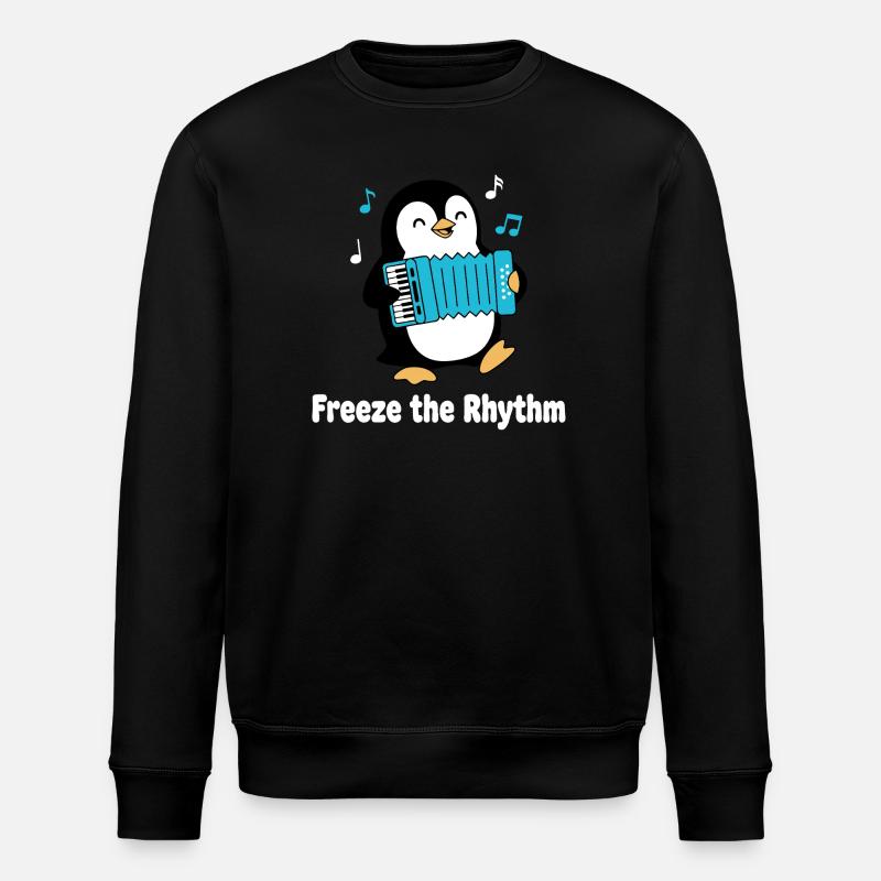 Penguin mit Akkordeon - Stanley/Stella Unisex Bio-Sweatshirt ROLLER - Schwarz