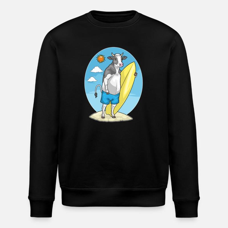 Kuh Strand Surfbrett Sommer - Stanley/Stella Unisex Bio-Sweatshirt ROLLER - Schwarz