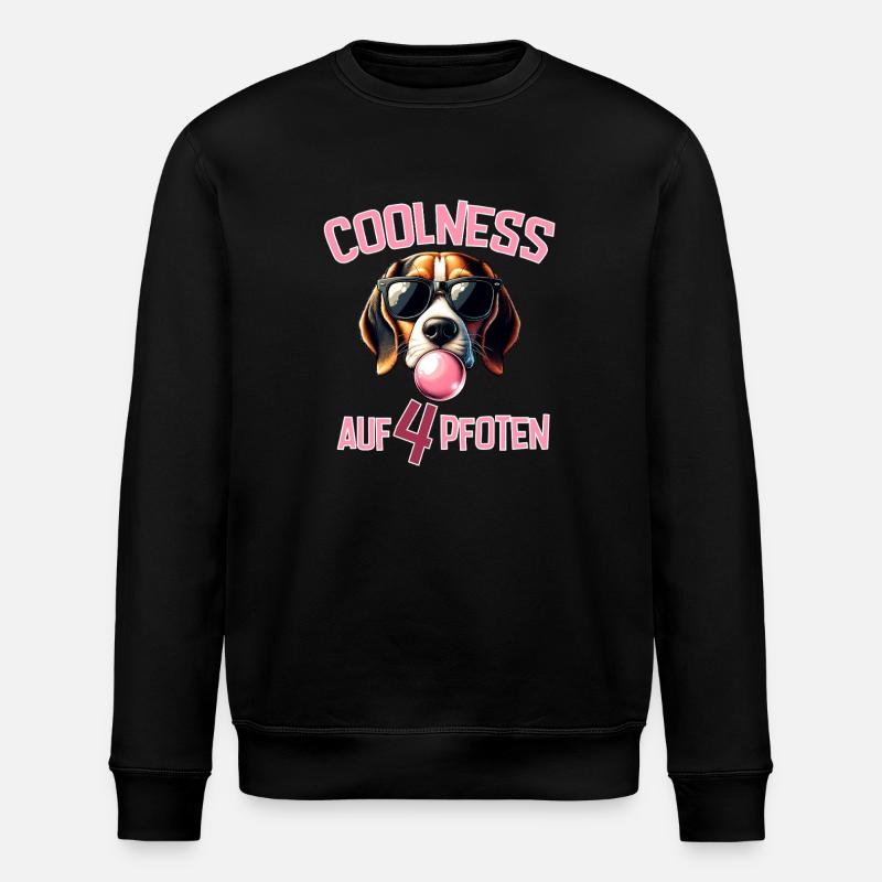 Bubble Trouble Dog With Sunglasses - Stanley/Stella ROLLER Unisex Organic Sweatshirt - black
