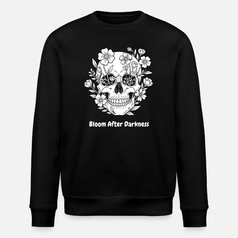 Flower Skull Bloom After Darkness - Stanley/Stella ROLLER Unisex Organic Sweatshirt - black