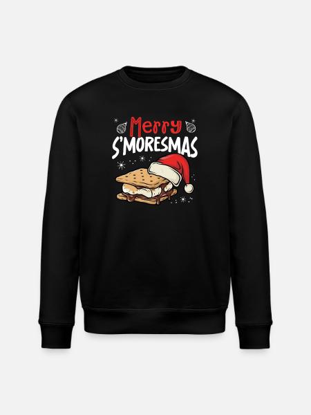 Merry S'moresmas Funny Holiday Campfire - Stanley/Stella ROLLER Unisex Organic Sweatshirt - black