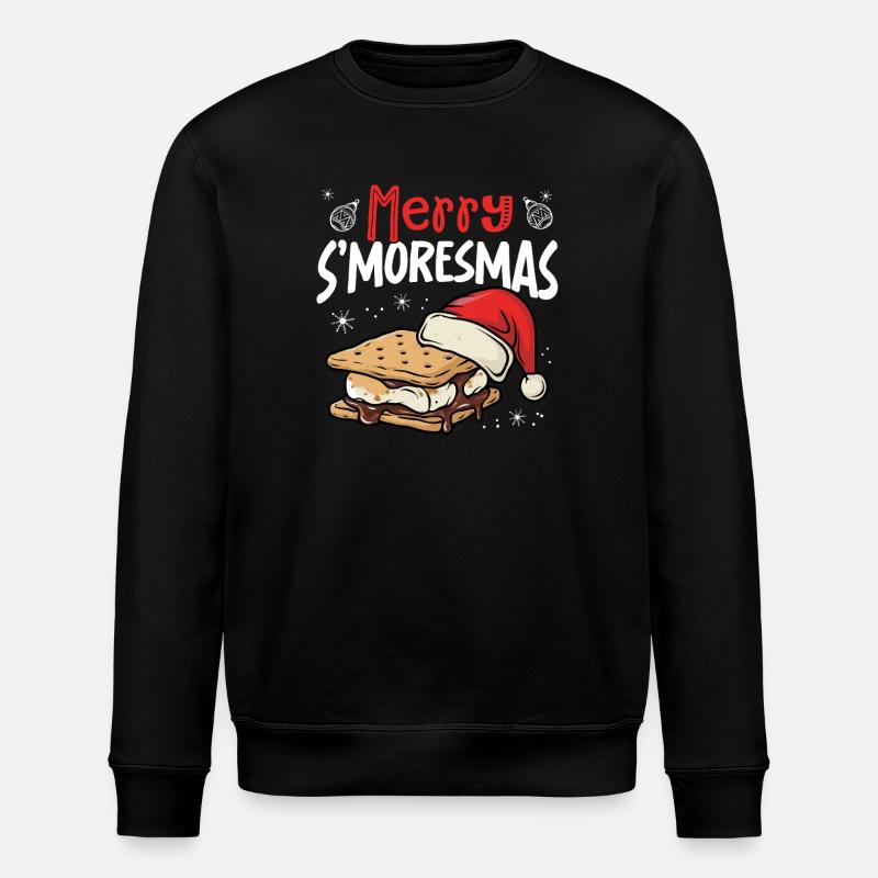 Merry S'moresmas Funny Holiday Campfire - Stanley/Stella ROLLER Unisex Organic Sweatshirt - black