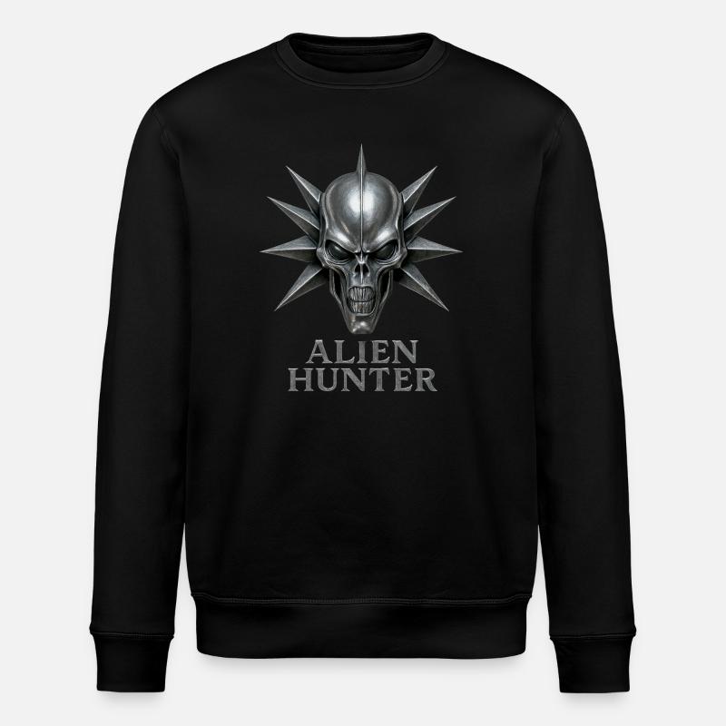 Alien Hunter Skull Emblem - Stanley/Stella ROLLER Unisex Organic Sweatshirt - black