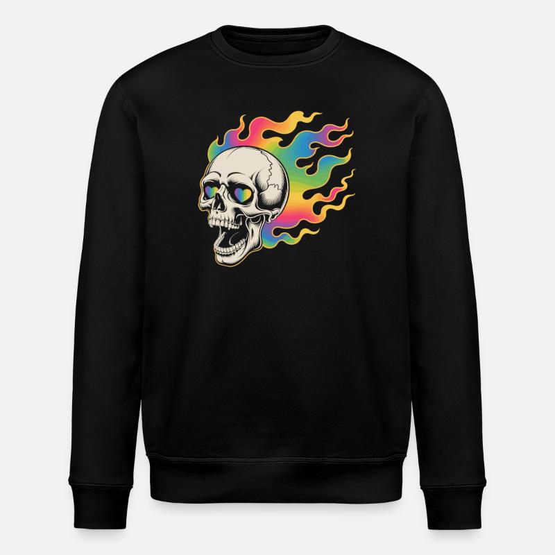 Psychedelischer Totenkopf im Feuerdesign - Stanley/Stella Unisex Bio-Sweatshirt ROLLER - Schwarz
