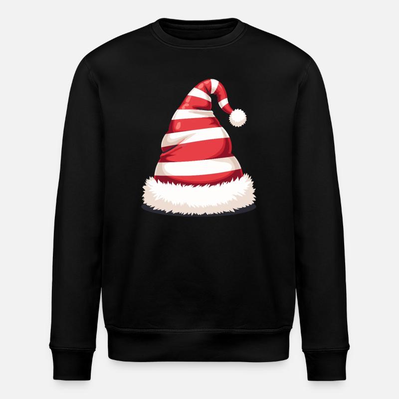 Candy Stripe Santa Hat - Stanley/Stella ROLLER Unisex Organic Sweatshirt - black