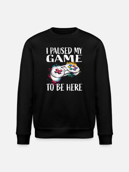 I paused my game game controller - Stanley/Stella ROLLER Unisex Organic Sweatshirt - black
