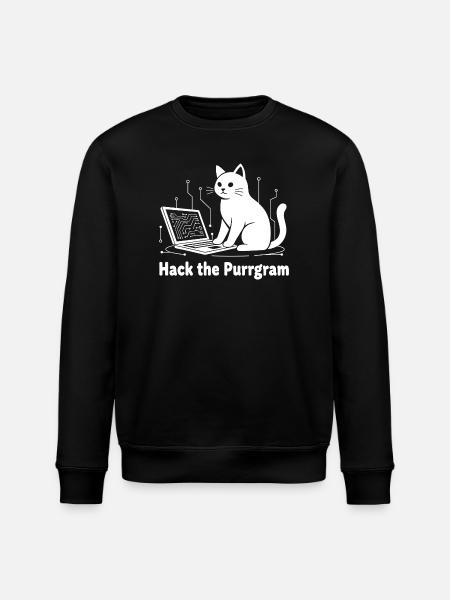 Purrrgram Hack: Cat Tech Humor - Stanley/Stella ROLLER Unisex Organic Sweatshirt - black
