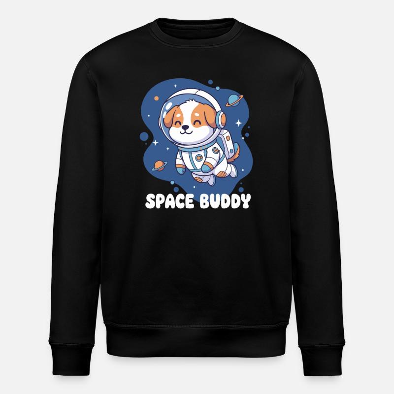 Space Buddy Astronaut Dog - Stanley/Stella ROLLER Unisex Organic Sweatshirt - black