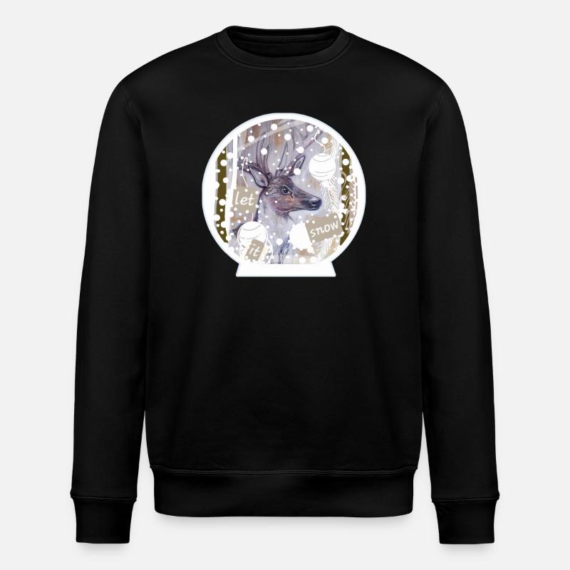 Schneekugel Hirsch  - Stanley/Stella Unisex Bio-Sweatshirt ROLLER - Schwarz