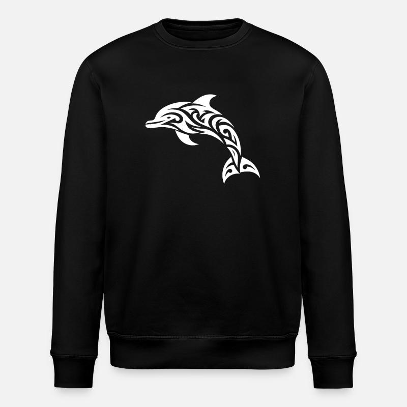 Springender Tribal Tattoo Tümmler Delfin - Stanley/Stella Unisex Bio-Sweatshirt ROLLER - Schwarz