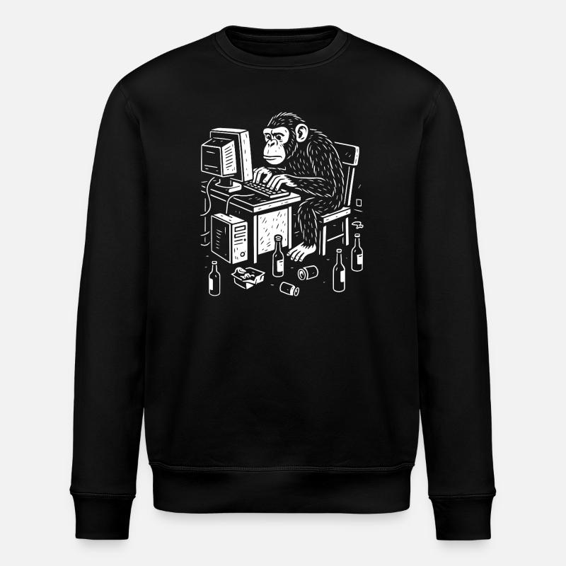Schreibtischgebundener Affenprogrammierer - Stanley/Stella Unisex Bio-Sweatshirt ROLLER - Schwarz