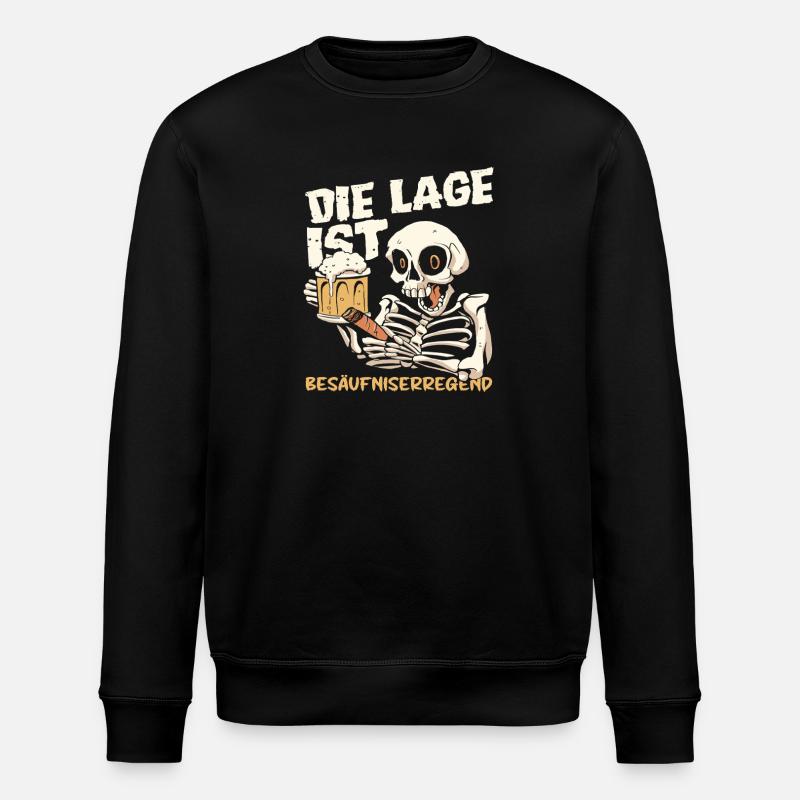 The situation is drunken, skeleton - Stanley/Stella ROLLER Unisex Organic Sweatshirt - black