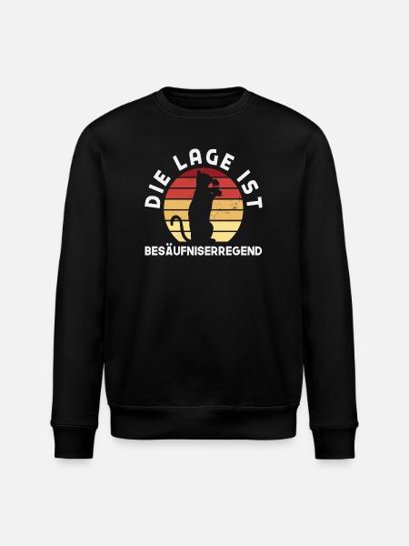 The situation is drunken, cat - Stanley/Stella ROLLER Unisex Organic Sweatshirt - black
