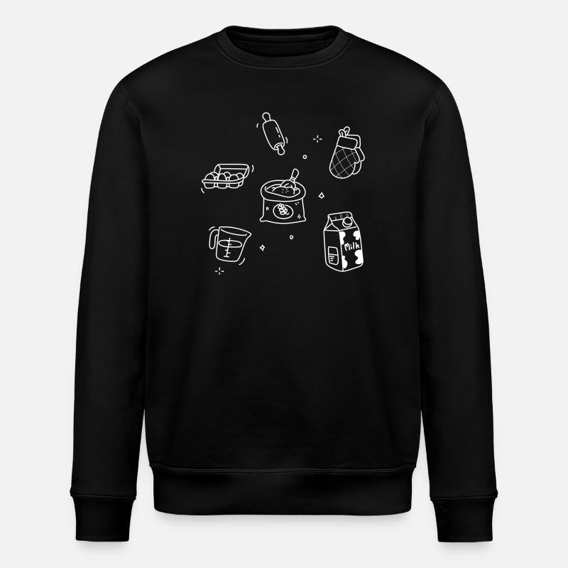 Küchen Doodles Weiße Linien - Stanley/Stella Unisex Bio-Sweatshirt ROLLER - Schwarz