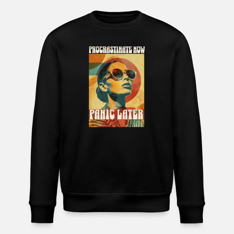 Retro Procrastinate Vibes - Stanley/Stella ROLLER Unisex Organic Sweatshirt - black