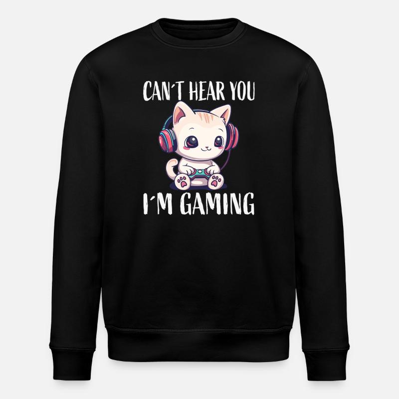 Cat Gaming While Gaming - Stanley/Stella ROLLER Unisex Organic Sweatshirt - black