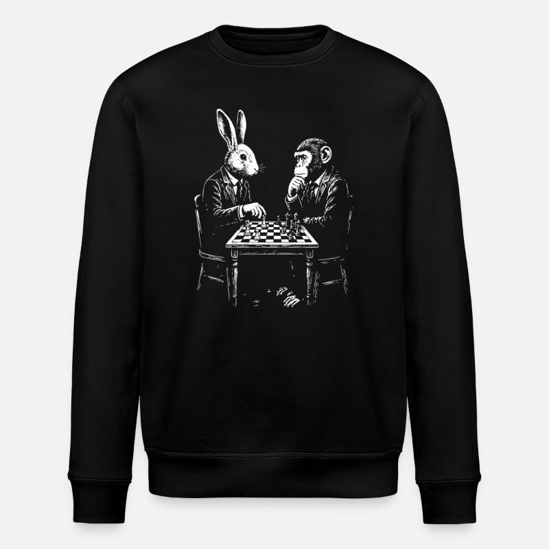 Hasen-Affen-Schachduell - Stanley/Stella Unisex Bio-Sweatshirt ROLLER - Schwarz