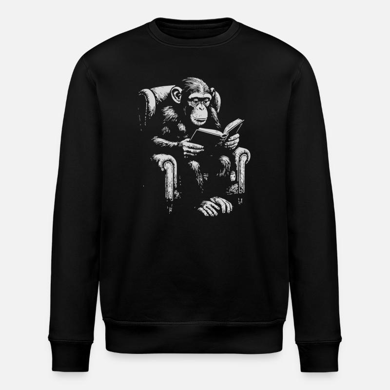 Ape Reading dans le fauteuil - Sweat bio ROLLER Stanley/Stella Unisexe - noir