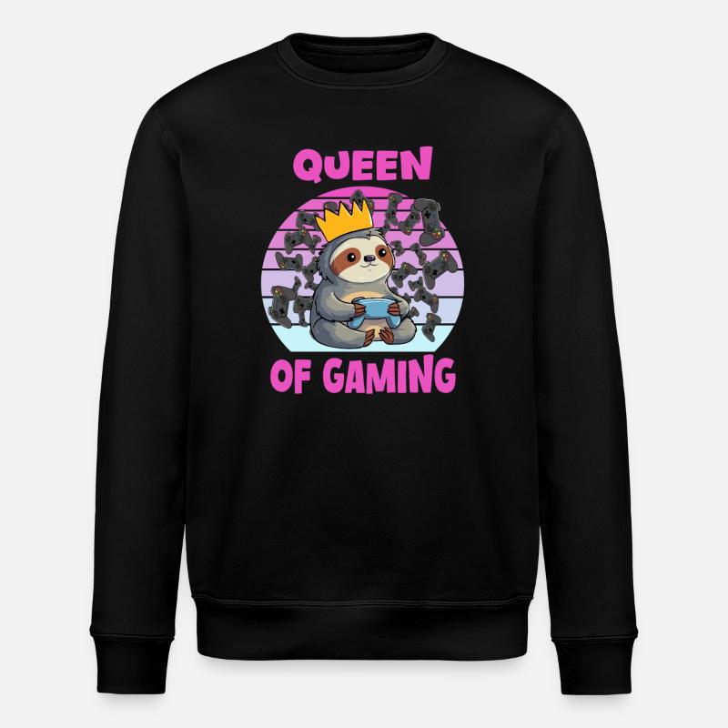 Sloth Queen of gaming - Stanley/Stella Unisex Bio-Sweatshirt ROLLER - Schwarz