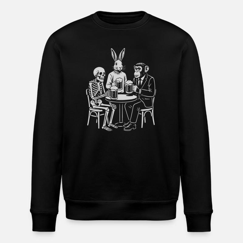 Pub Night Trio: Skeletthase und Affe - Stanley/Stella Unisex Bio-Sweatshirt ROLLER - Schwarz