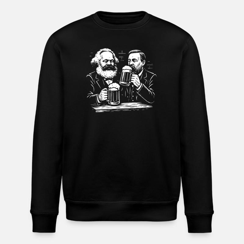 Marx and Engels drinking beer - Stanley/Stella ROLLER Unisex Organic Sweatshirt - black
