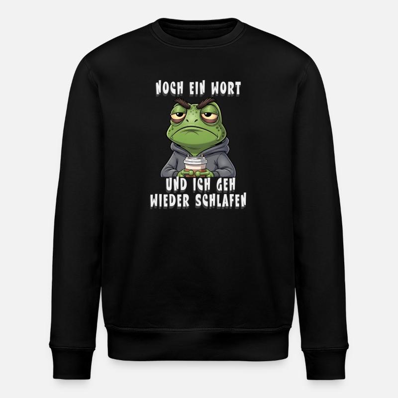 Genervter Frosch Kaffee Müdigkeit - Stanley/Stella Unisex Bio-Sweatshirt ROLLER - Schwarz