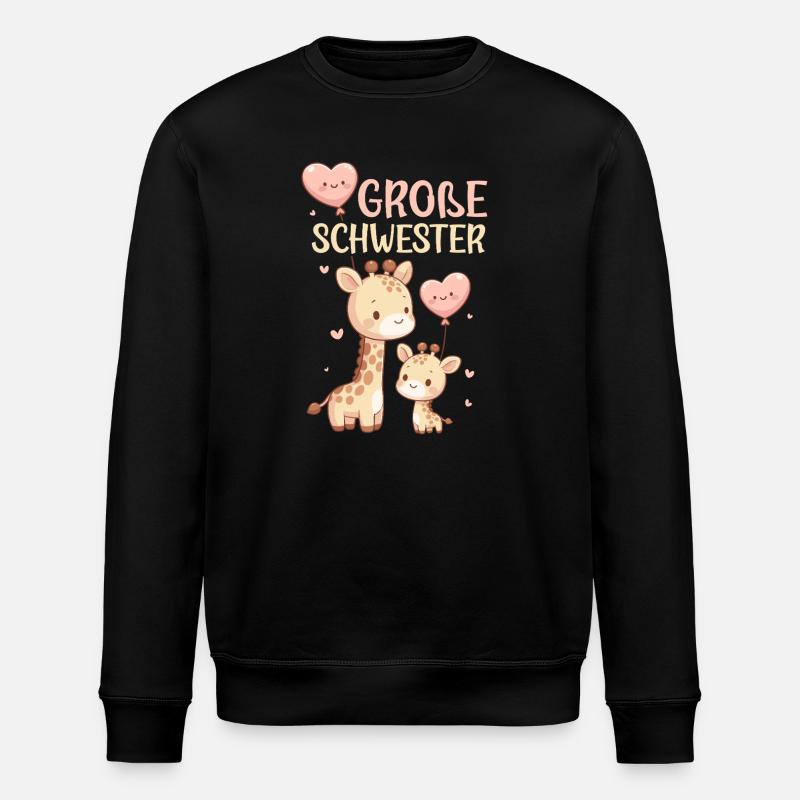 Große Schwester Giraffen Geschwisterkind - Stanley/Stella Unisex Bio-Sweatshirt ROLLER - Schwarz