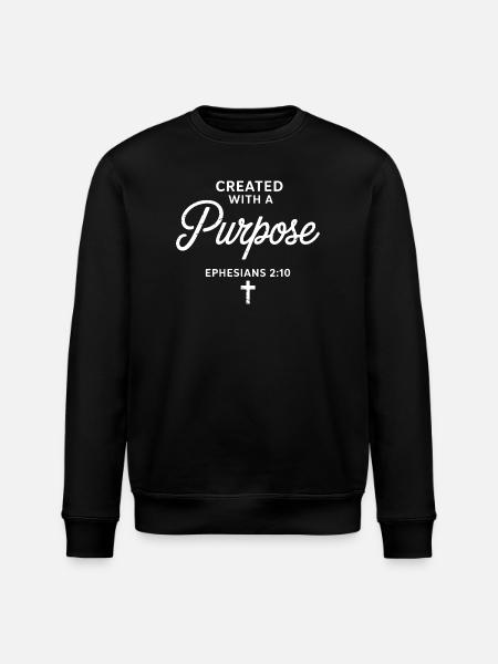 Purposeful Faith Ephesians 2:10 - Stanley/Stella ROLLER Unisex Organic Sweatshirt - black